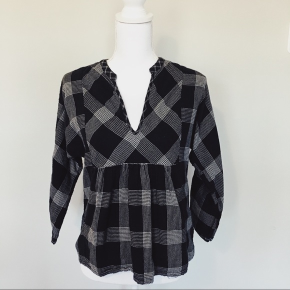 🌸 Madewell Popover Black Plaid Shirt - Picture 2 of 4
